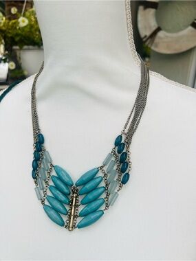 Turquoise Multi-Strand Beaded Necklace - Women Jewelry